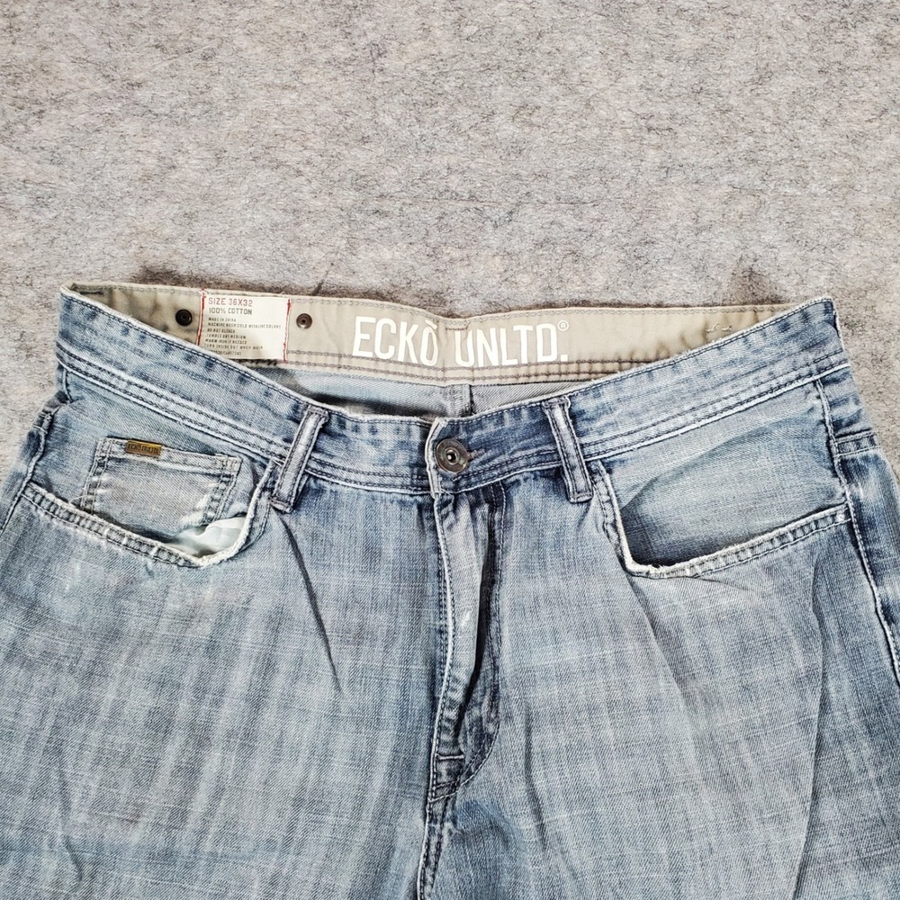 Ecko Untld Jeans Mens 36x232 Blue Baggy Wide Leg Y2K Vintage Streetwear Skater - Picture 2 of 10